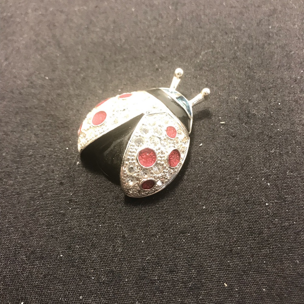 Vtg Roman Ladybug Pave Rhinestone Brooch